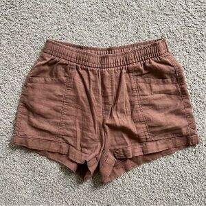 Women's Brown linen Shorts. Xs shorts with drawstring